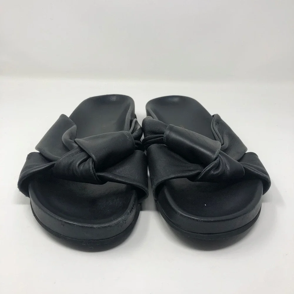 Jenni Kayne Leather Knot Sandal Womens 41 US 10.5 Black Chunky Romantic Boho